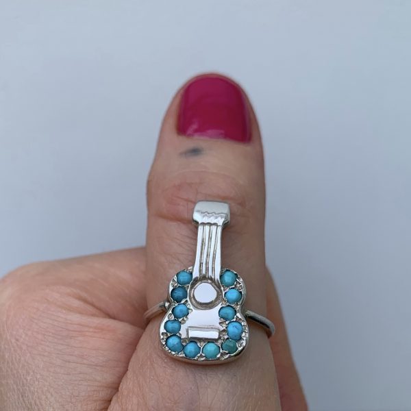 Silver Turquoise Guitar Ring