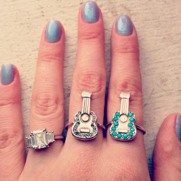 Silver Turquoise Guitar Ring