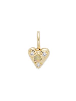 custom puff heart charm in 14k yellow gold