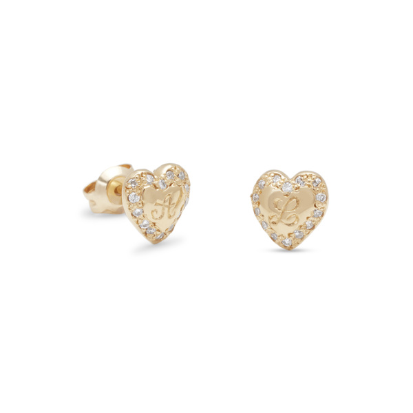 Earrings_EngravedDiamondHeartStuds Engraved Diamond Heart Studs