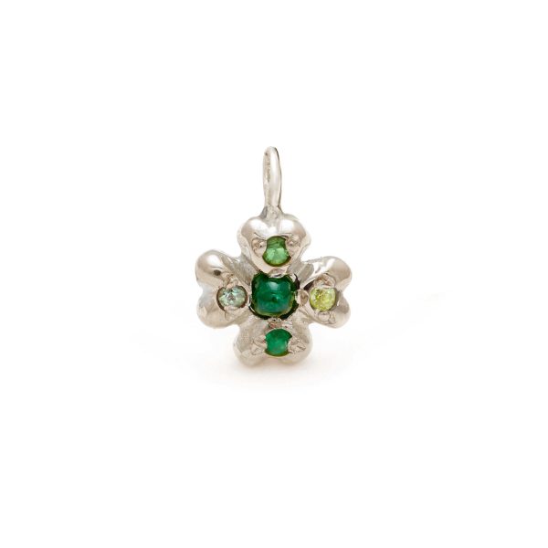 clover lucky charm jewelry - white gold