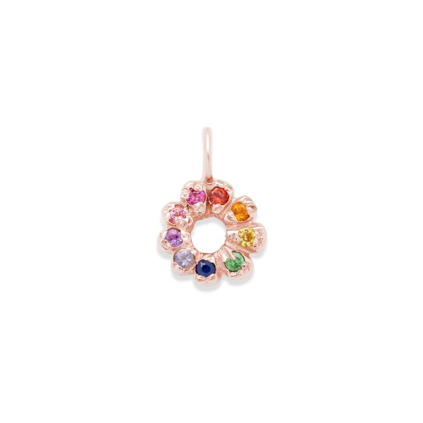 flower charm 14k gold necklace - customizable diamonds & gems - 14k pink gold