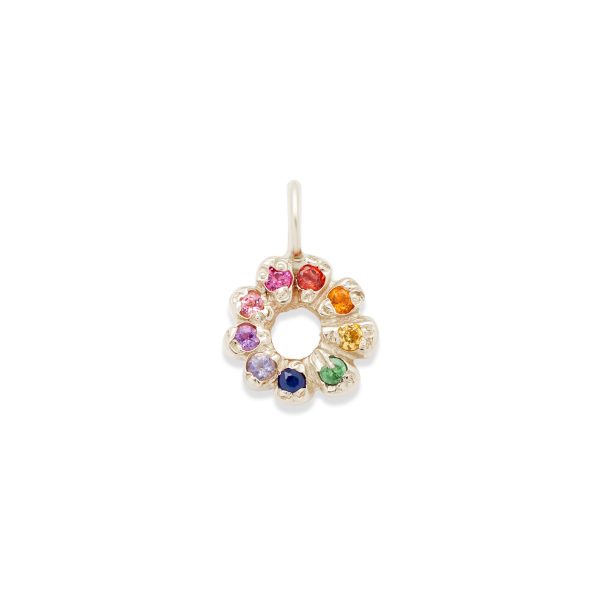 flower charm 14k gold necklace - customizable diamonds & gems - 14k white gold