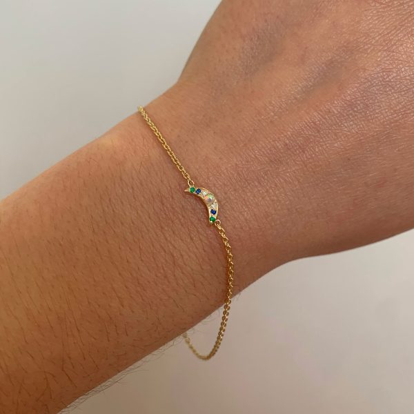 wearing-custom-mini-moon-bracelet wearing the custom mini moon bracelet