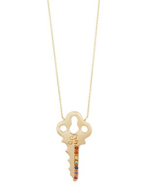 key-necklace-yellow-gold-gemstones-customizable Key Necklace Customizable in Yellow Gold with Gemstones