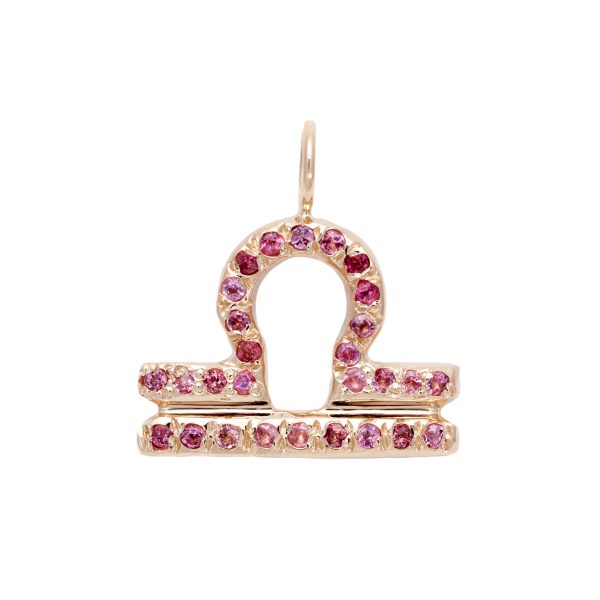 Libra charm necklace zodiac jewelry yellow gold