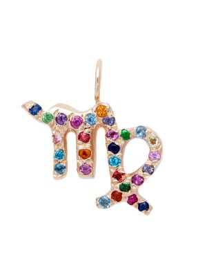 Virgo charm necklace zodiac jewelry yellow gold