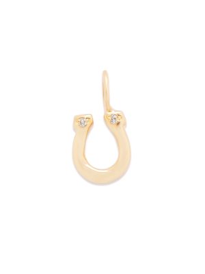 horseshoe charm necklace in 14k yellow gold with diamonds or gemstones