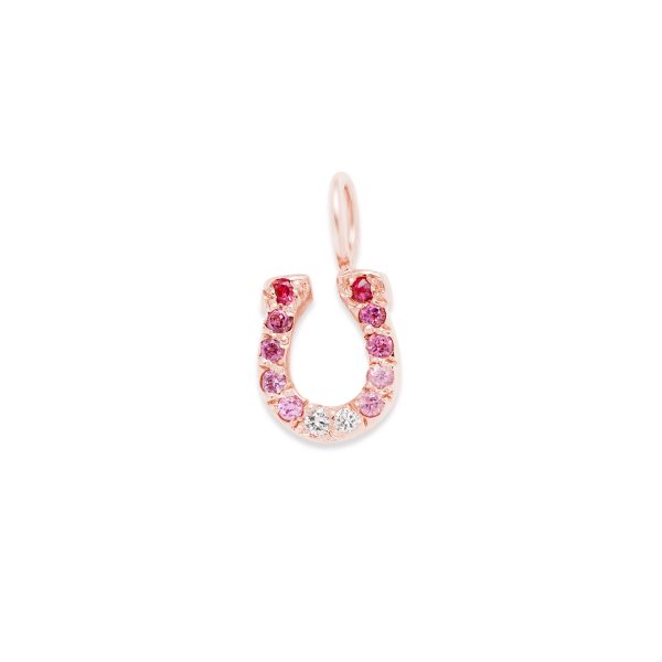 Horseshoe charm 14k pink gold and diamond neckalce