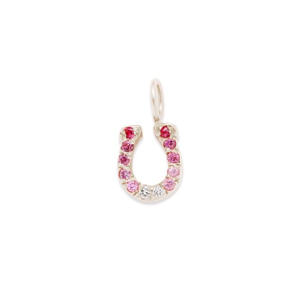 Horseshoe charm 14k white gold and diamond neckalce