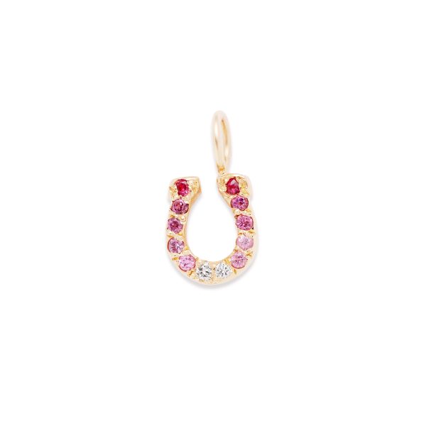 Horseshoe charm 14k yellow gold and diamond neckalce