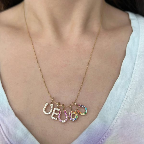 horseshoe charm necklaces in 14k gold diamonds and gemstones