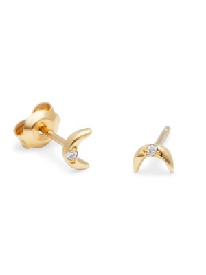 teeny tiny moon stud earrings 14k yellow gold