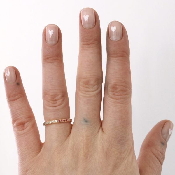 personalizable-gold-baguette-band-pink personalized gold baguette band rings