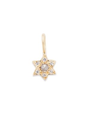 6 point star charm 14k yellow gold diamonds