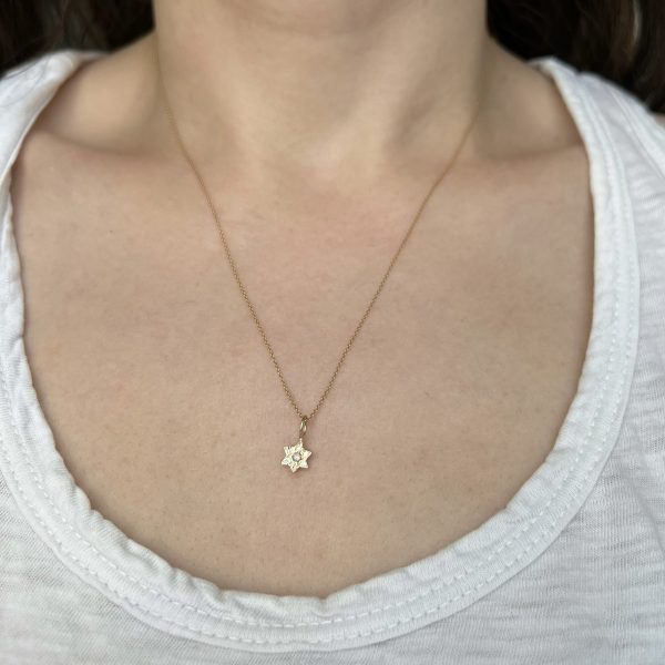 6 point star charm diamond gold