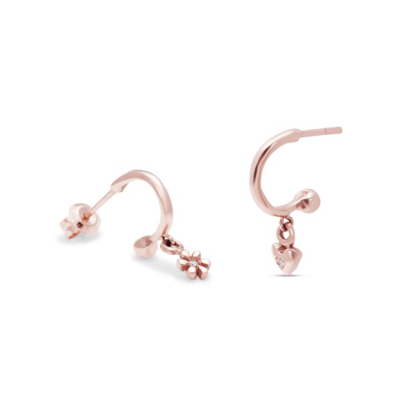 flower-charm-pink-gold-left-heart-charm-pink-gold-right Custom Charm Huggies