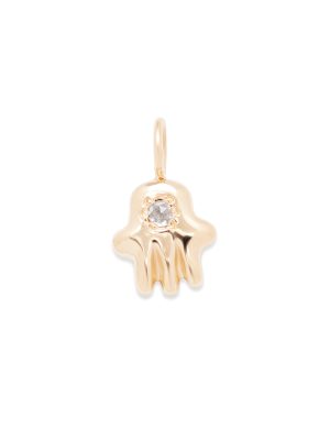 hamsa charm in 14k yellow gold with diamonds