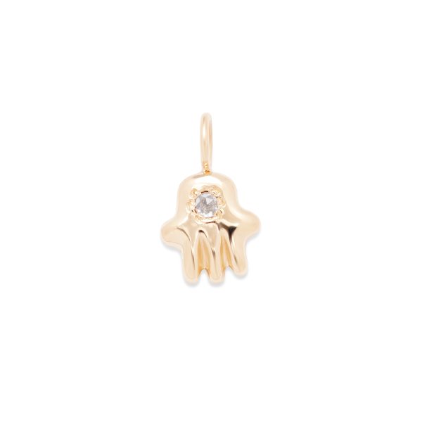 hamsa charm in 14k yellow gold with diamonds