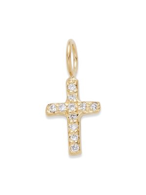 cross charm with diamonds in 14k yellow gold