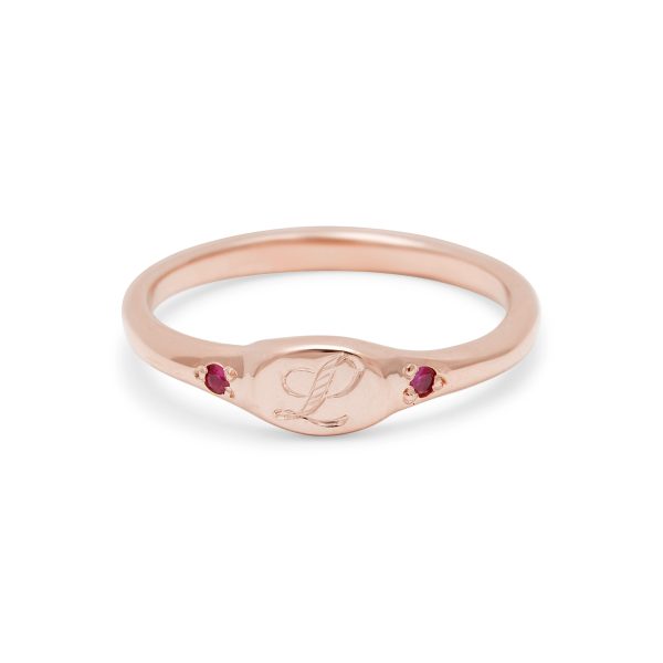 custom classic mini signet ring in 14k pink gold