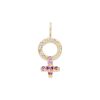 female-symbol-charm-14k-gold-diamonds-gemstones-birthstones-personalized Female Symbol 14k Yellow Gold Charm with diamonds and gemstones