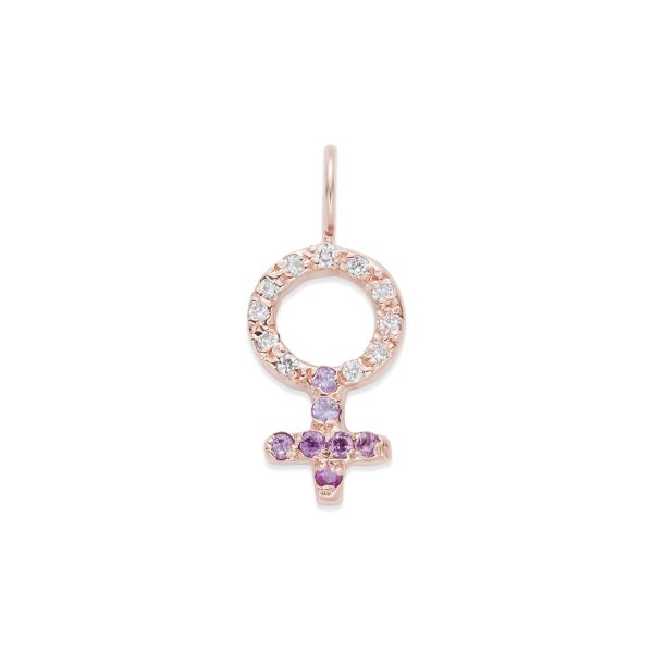 female-symbol-charm-14k-pink-gold-diamonds-gemstones-or-birthstones-personalized Female Symbol 14k Pink Gold Charm with diamonds and gemstones