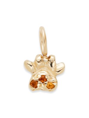 Paw shaped 14k yellow gold charm with citrines - cusotmize which gemstones or meaningful birthstones