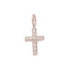 pink-gold-cross-charm-14k-gold cross charm with diamonds in 14k pink gold