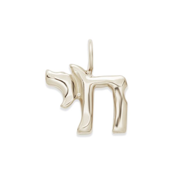 white-gold-chai-charm-14k Chai symbol charm in 14k white gold