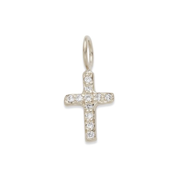 white-gold-cross-charm-14k-gold cross charm with diamonds in 14k white gold