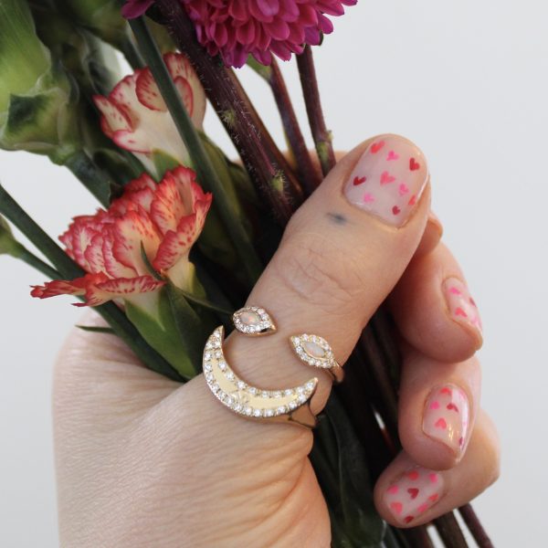 yellow_gold_diamond_opal_eye_moon_ring Custom Moon Signet Ring