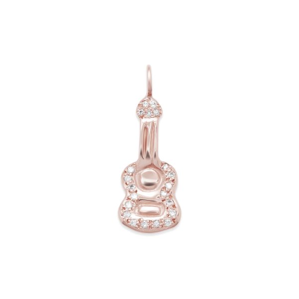 guitar charm in 14k pink gold with diamonds