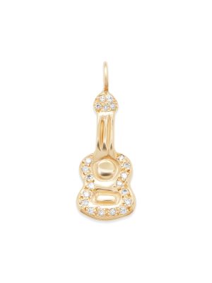 guitar charm in 14k yellow gold with diamonds