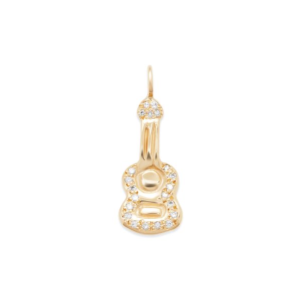 guitar charm in 14k yellow gold with diamonds