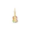 rainbow gemstone gold guitar charm - 14k yellow gold