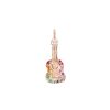 rainbow gemstone gold guitar charm - 14k pink gold