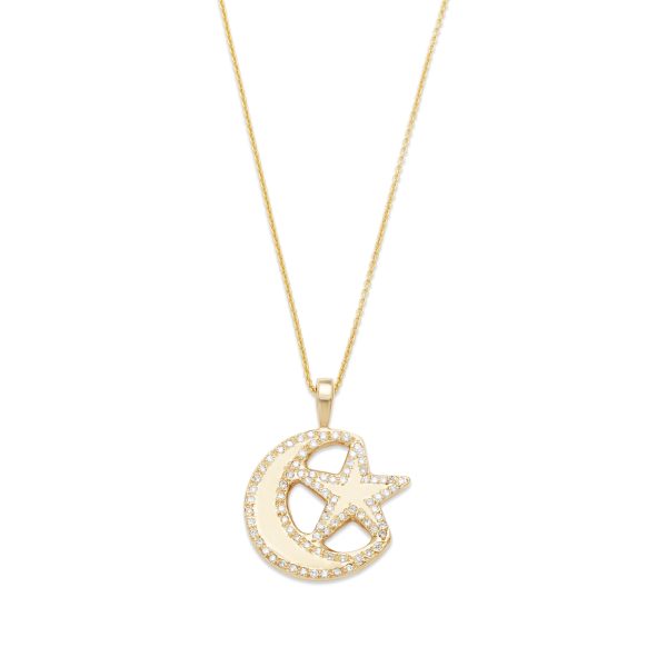 moon-star-charm-necklace-gold-diamond Moon & Star Charm Necklace - 14k Yellow Gold with Diamonds