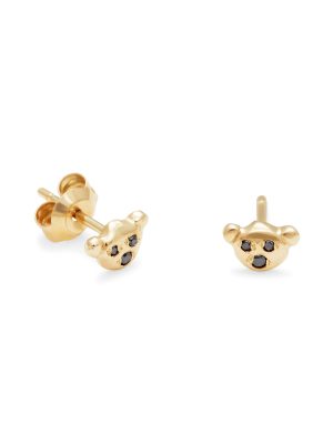 Bear Face Studs - 14k Yellow Gold