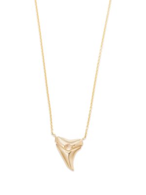 Custom Engraved Shark Tooth Necklace Yellow Gold Front