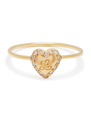 puffy-heart-ring-14-yellow-gold Personalized Engraved Diamond Heart Ring in 14k yellow gold with diamonds
