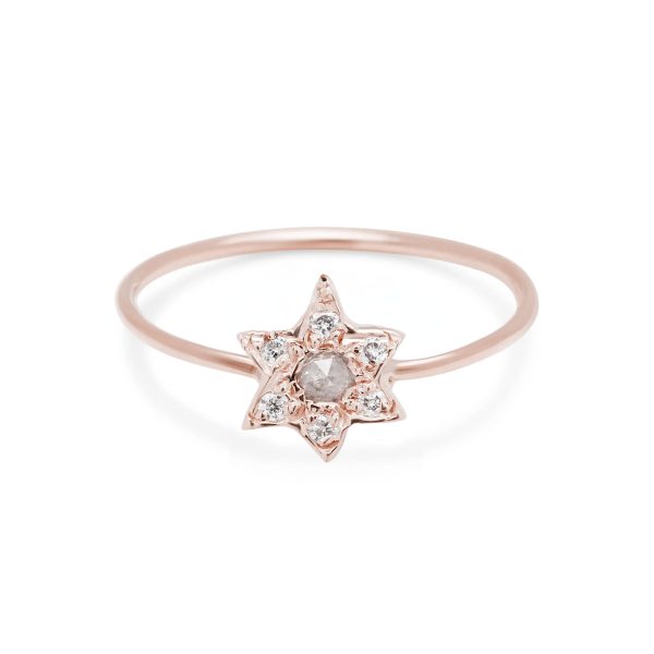 Star Ring in 14k Pink Gold with Diamonds