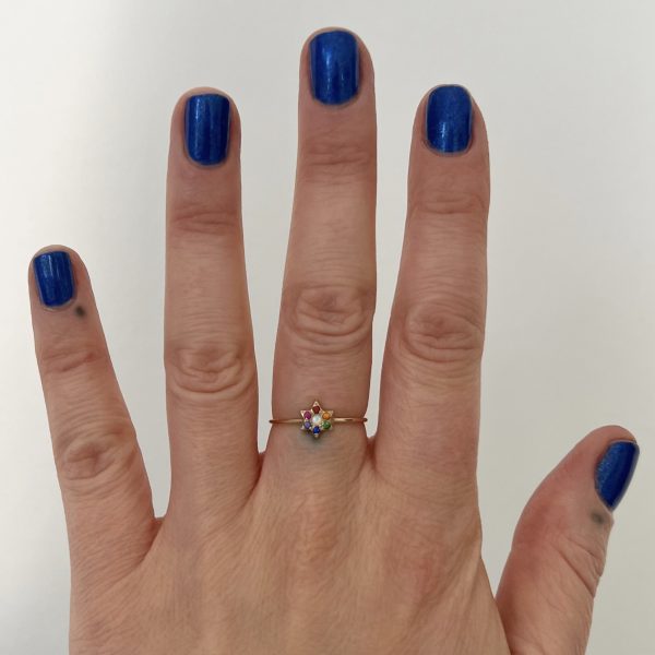 hand wearing the star ring