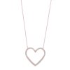 heart-necklace-large-open-heart-diamond-pink-gold-closeup Gold Large Open Heart Necklace with Diamond in 14k Pink Gold - Close-up view