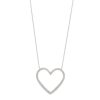 heart-necklace-large-open-heart-diamond-white-gold-closeup Gold Large Open Heart Necklace with Diamond in 14k White Gold - Close-up view