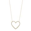 heart-necklace-large-open-heart-diamond-yellow-gold-closeup Gold Large Open Heart Necklace with Diamond in 14k Yellow Gold - Close-up view
