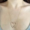 wearing-the-large-open-heart-gold-diamond-necklace wearing the large open heart gold diamond necklace