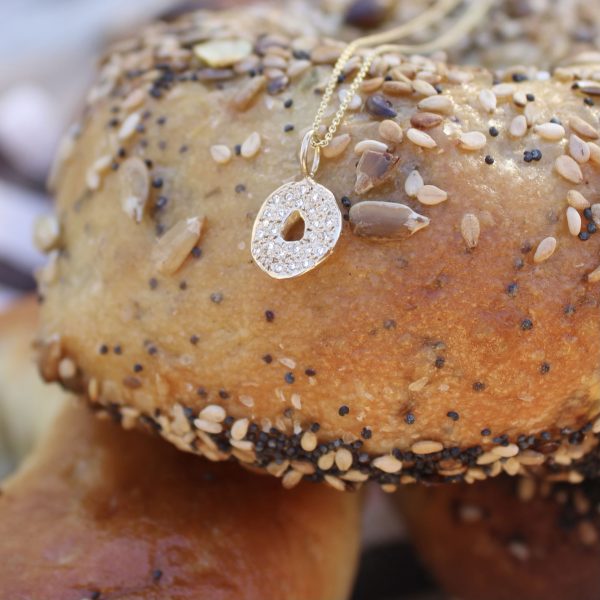 bagel-charm-necklace-14k-gold-white-diamond-cream-cheese Bagel Charm