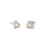 custom tiny open heart studs - seen in 14k white gold with diamonds