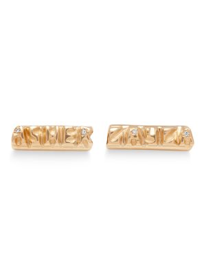 Yellow Gold White Diamond Custom Name Beads